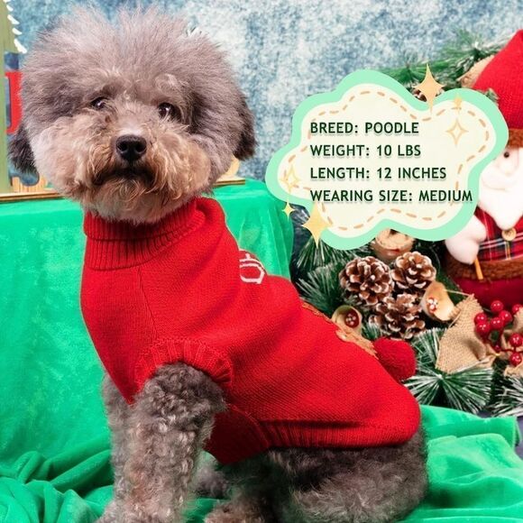 NWT cyeollo Dog Christmas Sweater Reindeer Knitted Turtleneck with Leash Access - Picture 3 of 8